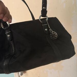 Coach Black Shoulder Satchel with Silver Charm